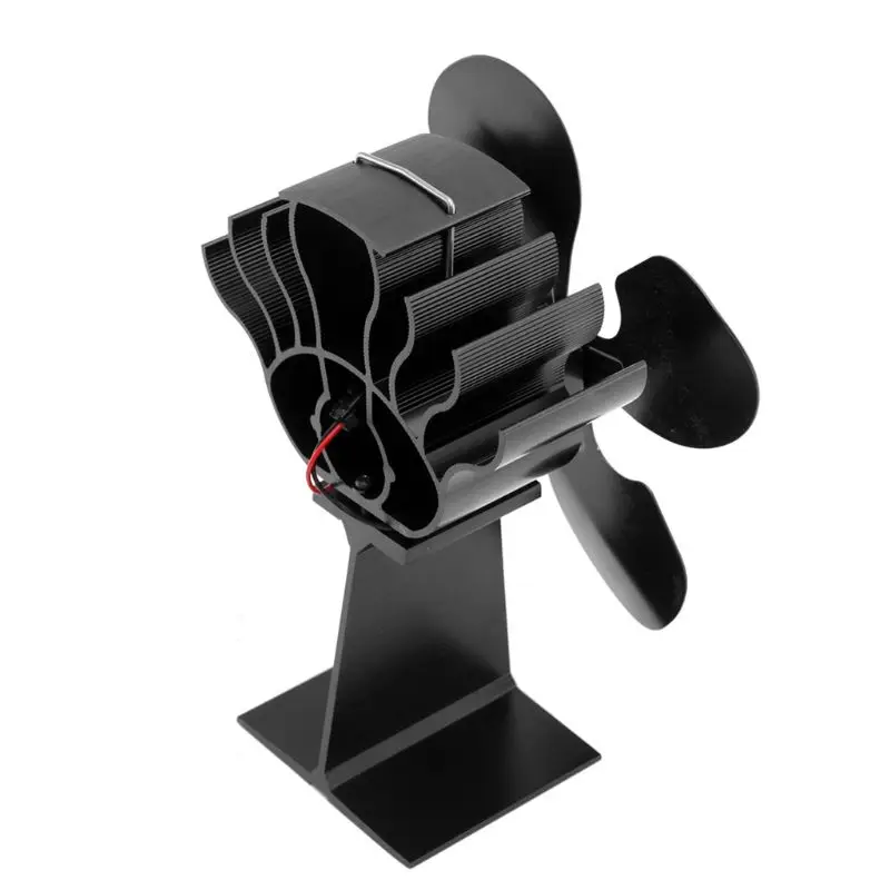 Black Fireplace 4 Blade Heat Powered Stove Fan Log Wood Burner Eco Friendly Quiet Fan Efficient Heat Distribution Stove Fan