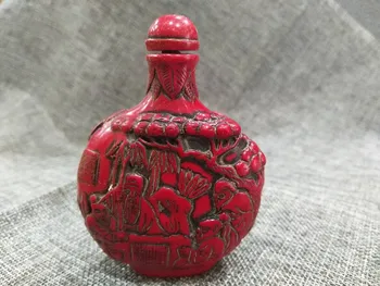

The pieces of antique carved figures of red coral snuff bottle with