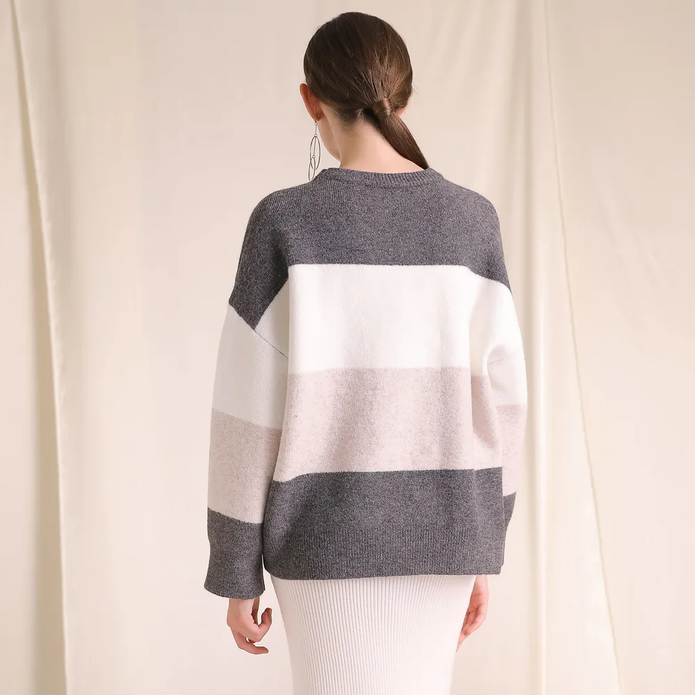 3 color patchwork elastic knit loose pullovers sweater 2018 new plus size long sleeve women autumn winter casual basic sweater