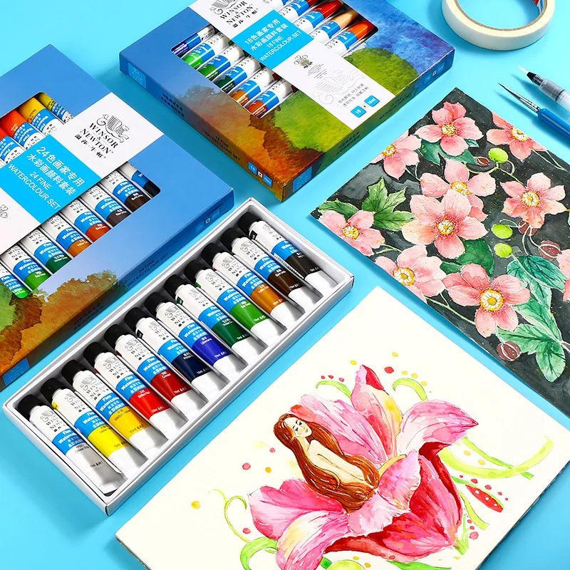 Winsor & Newton 12/18/24 Цвета воды Цвет Набор для рисования высокое качество светлые