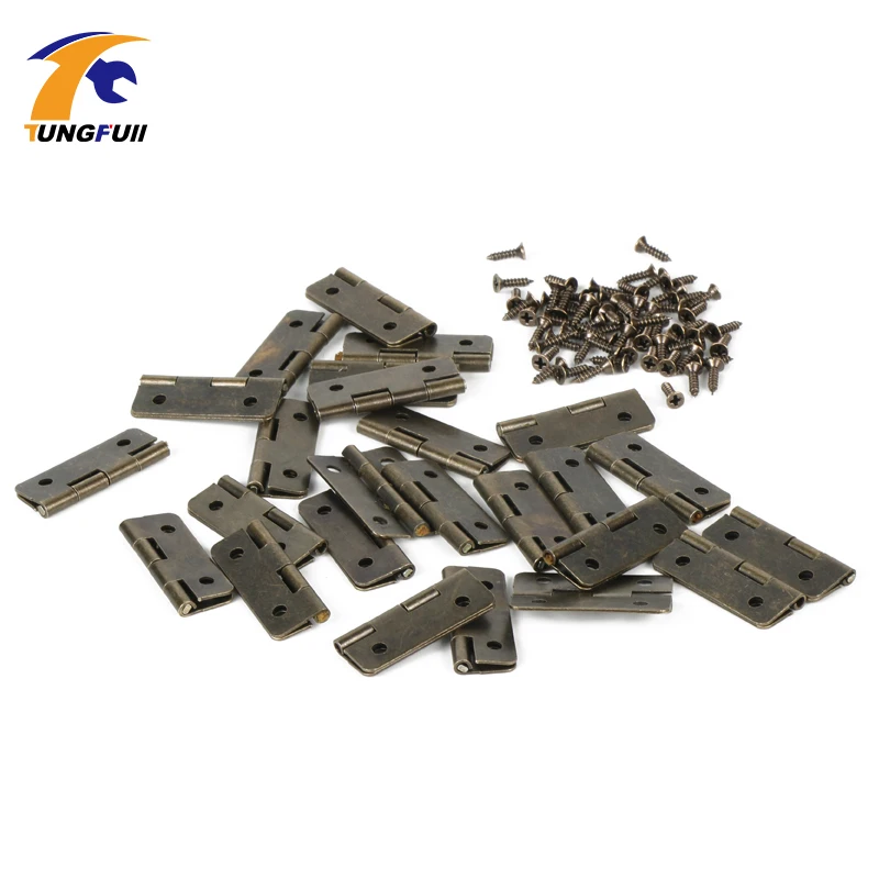 

12pcs Furniture Hinge Kitchen Bedroom Living Room Cupboard Closet Wardrobe Hinge for Jewelry Boxes Metal Bronze Hinges 18x16mm