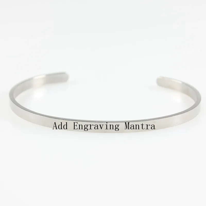 

4mm Personalised Gifts ID Bangles For Lovers' Engrave Name Stainless Steel Initials Custom Engraved Mantra Bracelets & Bangles