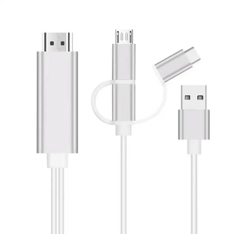 Новые 3 в 1 2 м кабель HDMI Тип usb c Micro USB к для iPhone 8 X XS 5 5S 6 S Plus Android LG samsung htc xiaomi|Кабели