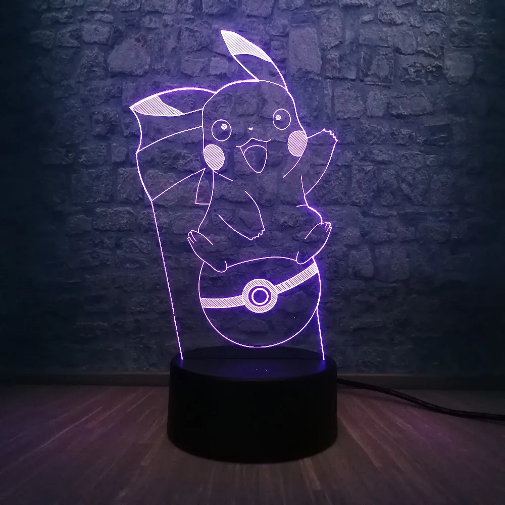 Pokemon Go экшн фигурка 3D RGB лампа Pikachu Fire Dragon Espeon визуальная Иллюзия светодиодный