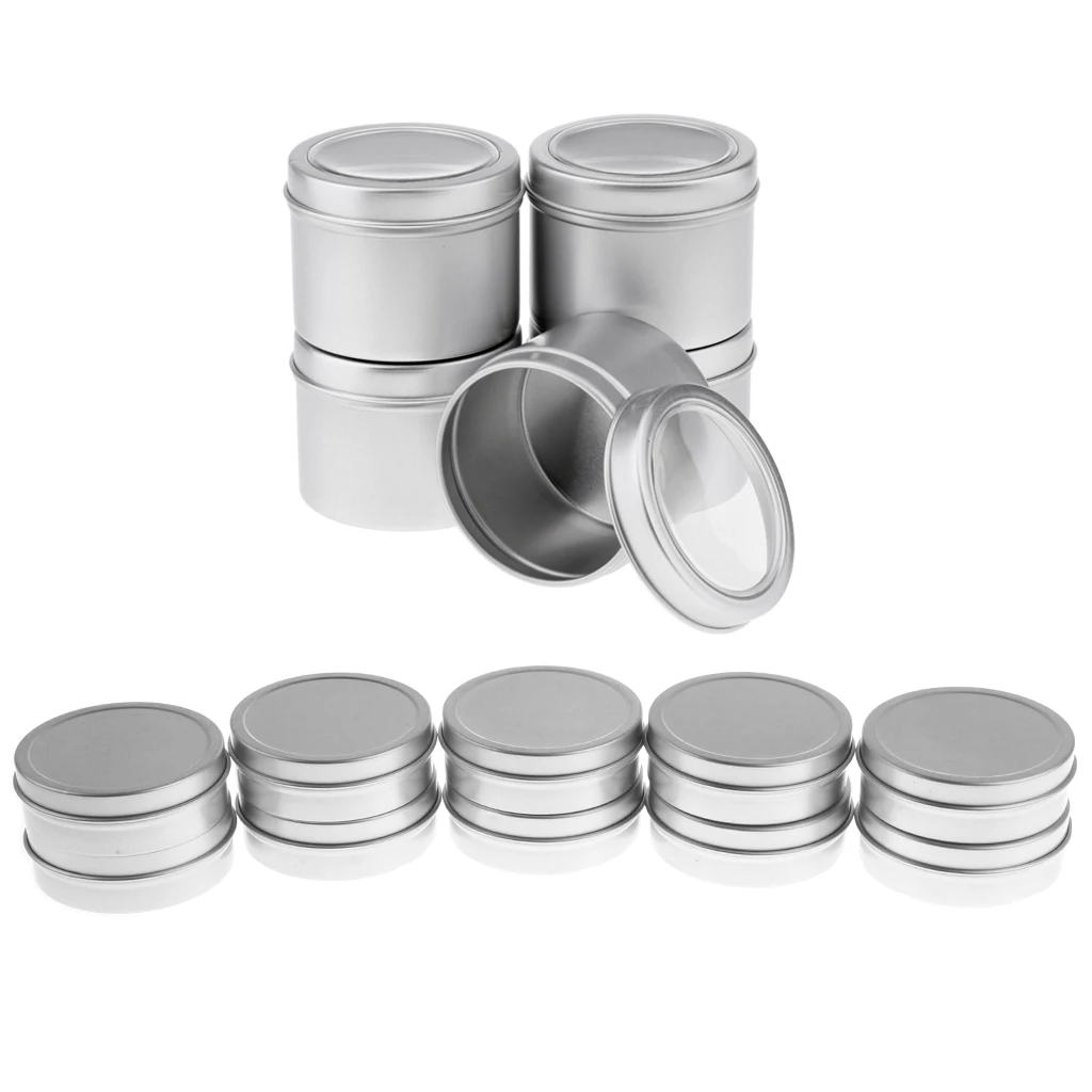 15x 60ml Round Aluminum Cream Empty Lip Balm Candles Containers Jars Tin Lid