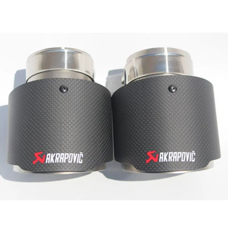 Short: 1PCS Inlet(54mm) Outlet(89mm) Akrapovic Carbon Exhaust Tip/Muffler pipe For BMW BENZ AUDI VW Car Accessories