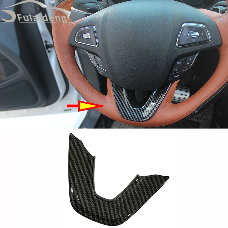 

For Lincoln MKZ 2017-2019 Carbon fiber ABS Car Steering wheel U Button frame Panel Cover Trim car styling