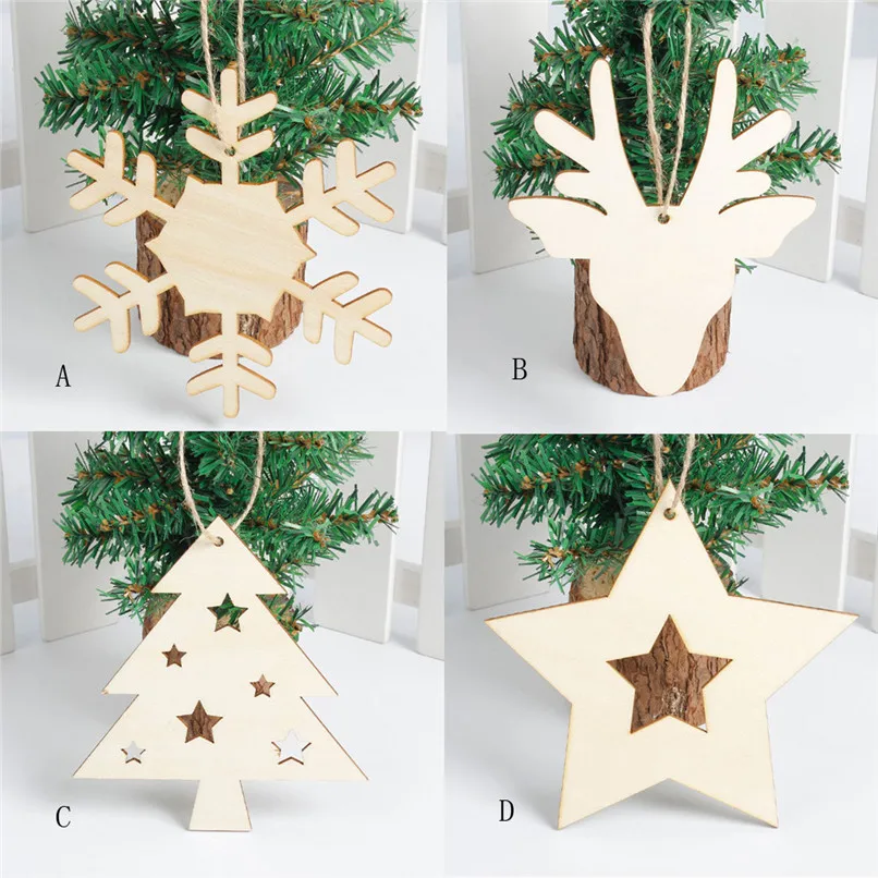 Snowflake Wood Embellishments Rustic  Christmas  Tree 