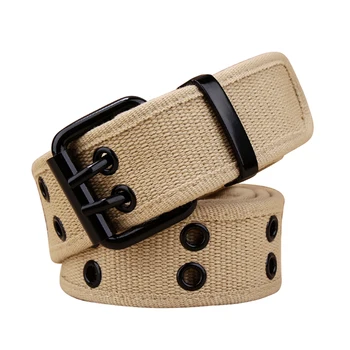 

6PCS / LOT SINGYOU Men Women Canvas Belt Double Pin Buckle Casual Student Waist Belt Solid Color Pants Strap Cintos