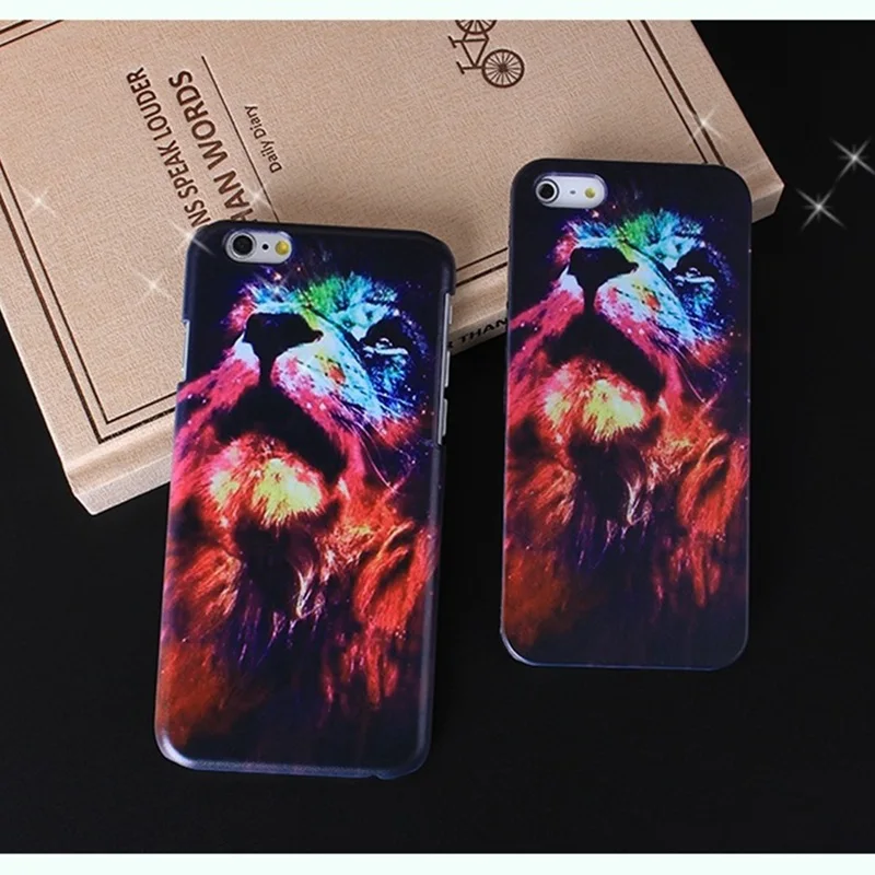 Случаях Для iphone 5 5s SE 6 S 7 Жесткого Пластика Черный Край лев леопард Больно Case Cover 7| |