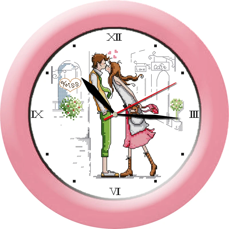 

KISS cross stitch kit 14ct count canvas wall clock stitches embroidery DIY handmade needlework plus