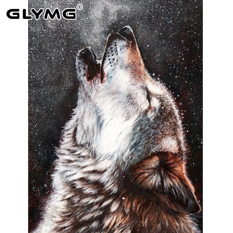 GLymg 5D Diy Алмазная Картина Вышивка крестом сердитый кричащий волк полный квадрат
