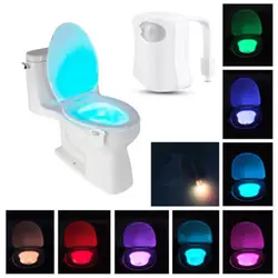 Smart движение активированный Сенсор Туалет ночник светодиодный аварийное 8 цветов человека, индукционные лампы для дома Ванная комната