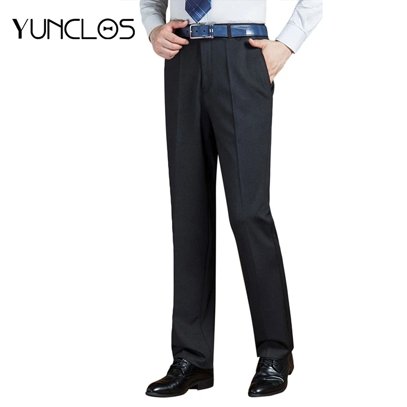 YUNCLOS Для мужчин формальные брюки серый Pantalon Hombre длинные брюки Для мужчин Классические Дизайн Бизнес Повседневное костюм брюки