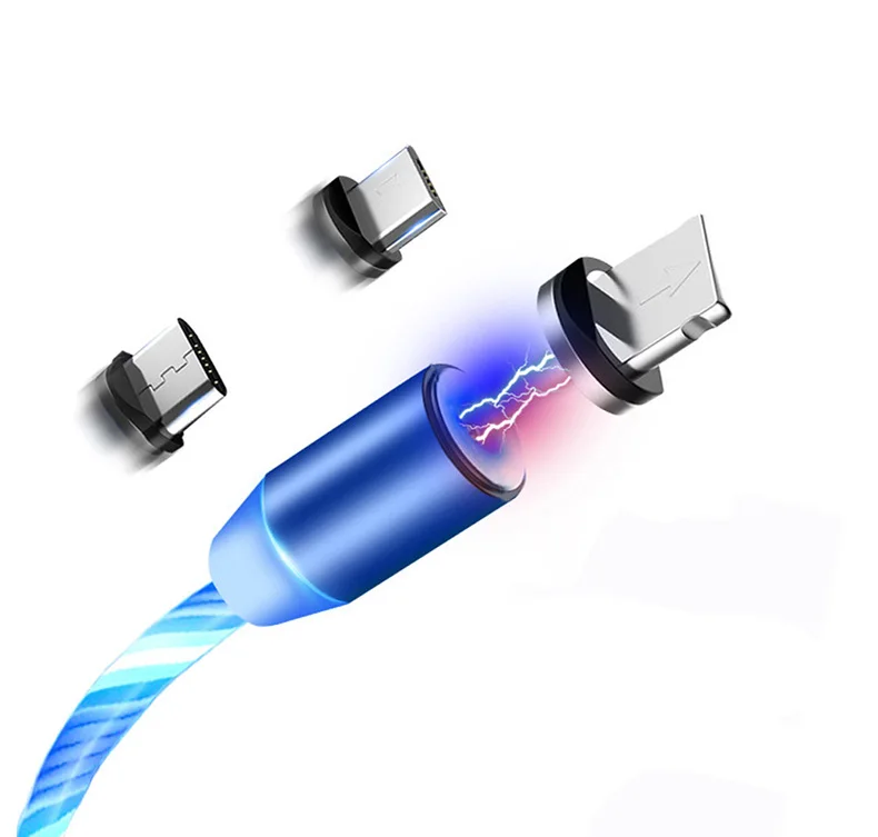 Светодиодный магнитный кабель для передачи данных и зарядки USB Тип C/micro