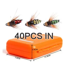 Рыболовные крючки, эмуляция насекомых, рыболовный крючок из высокоуглеродистой стали, рыболовные крючки 40 шт. в коробке, 3 цвета, рыболовные снасти, аксессуары