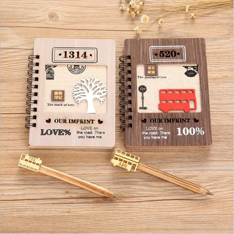 

Coloffice Creative Wooden Notebook 520/1314 Diary Hard Surface Copy Student Stationery Birthday Gift Graduation souvenir 1Piece