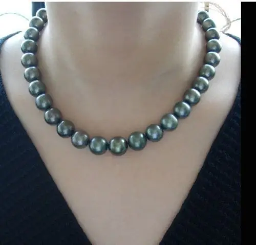 

17" 10-11MM SOUTH SEA PEACOCK green PEARL NECKLACE (A0511)