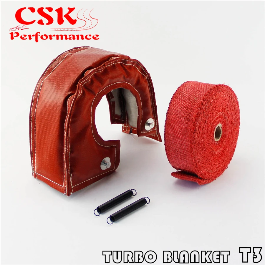 T3 T28 Turbo Scudo Termico Coperta Copertura + 10 Meter 2 "Collettore Downpipe Wrap Rosso