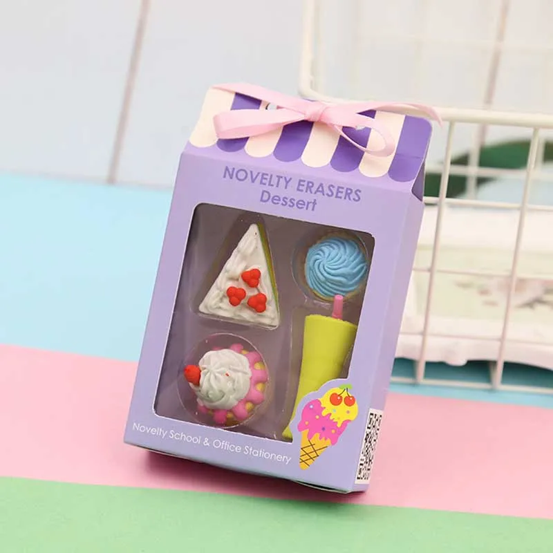 

4pcs new cake eraser set creative food cake rubber small gift six children's gifts