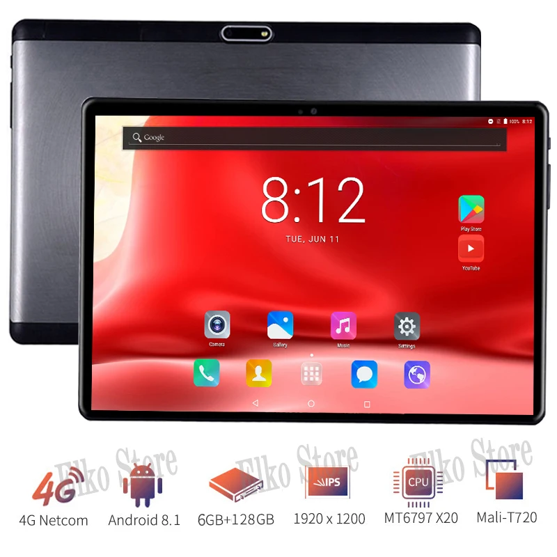

Updatest Android 8.1 OS 10 inch tablet Deca Core 6GB RAM 128GB ROM 1920*1200 IPS Kids Gift Tablets 10" IPS 2.5D Tempered Glass