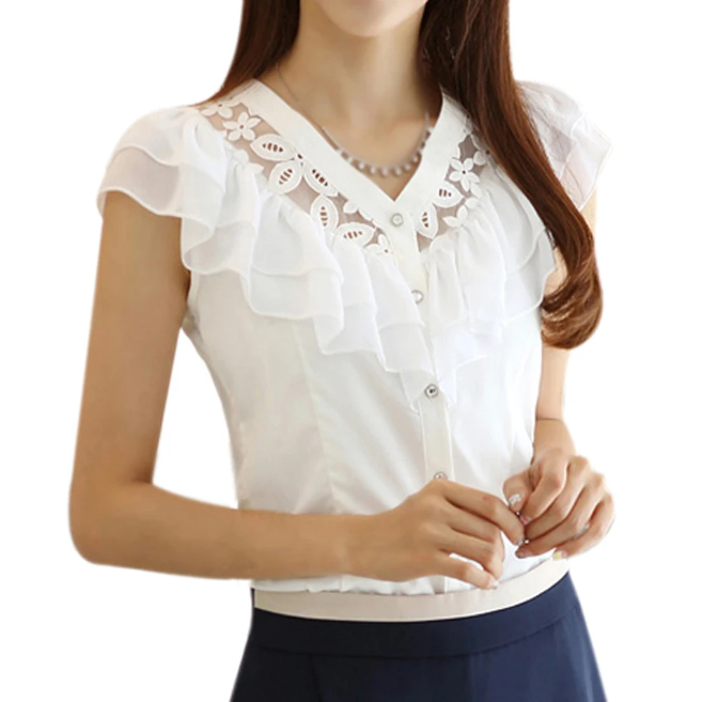 2017 NEW New fashion font b women b font summer Chiffon Lace font b Blouse b