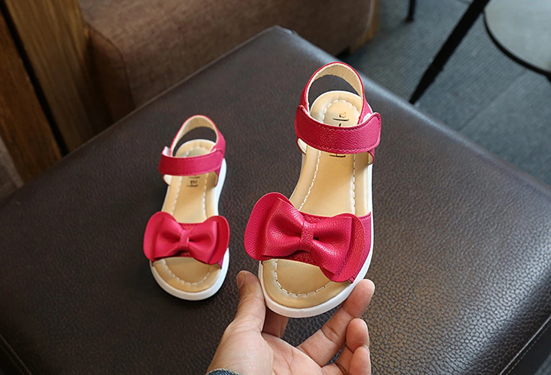 GaoRui/Обувь для девочек сандалии 2017 летние новые туфли принцессы в Корейском стиле с бантом детская обувь открытый носок сандалии Обувь для