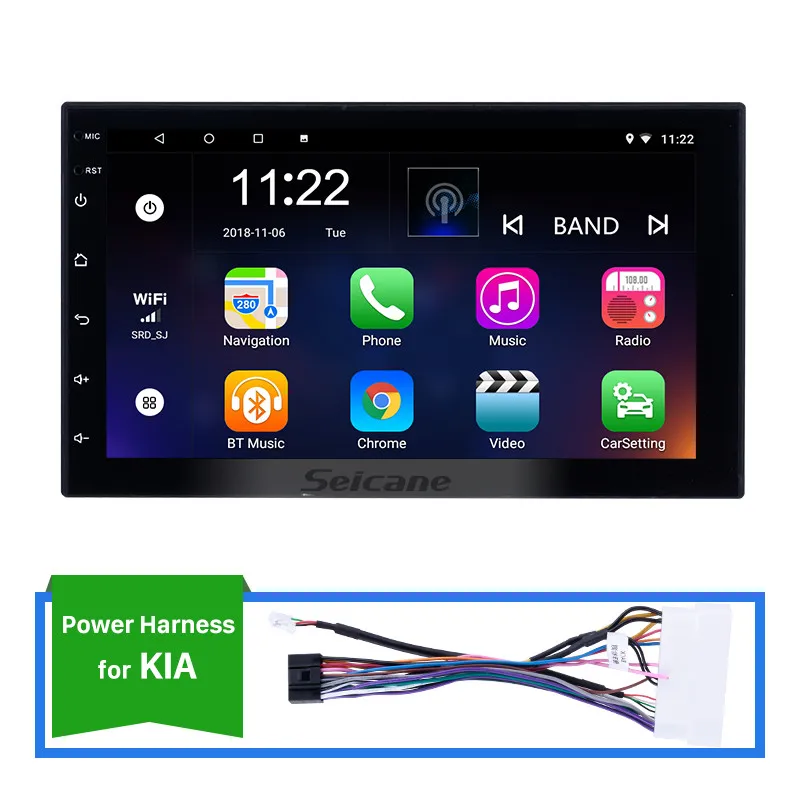 Seicane Универсальный 2Din Android 8,1 8-ядерный RDS автомобиль Радио Мультимедийный видеоплеер gps для Nissan TOYOTA Kia RAV4 Honda VW hyundai - Цвет: for KIA cable