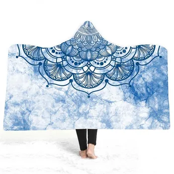 

Multicolor Mandala Boho Hooded Blanket Bohemian for Adults Kids Wearable Throw Blankets Travel Home Office Dropship