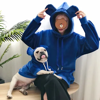 

New Parent-child Designer Clothes for People&pets French Bulldog Hooded Thickening Cat Sweater Small Big Dog Winter Warm Clothes