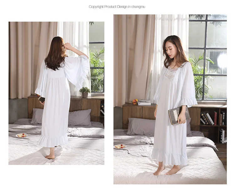 New Pregnant Women Long Night Dress Nightdress Ruffle Sleeve Maternity Shirt Elegant Vintage Shirts Home Dress Pajamas