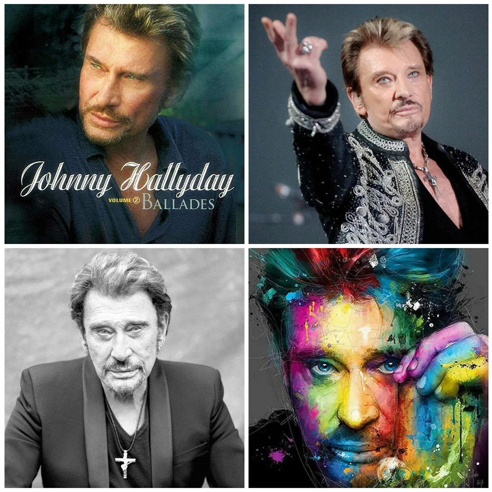 Алмазная вышивка huacan портрет роспись бриллиантами Johnny Hallyday полный квадратный/круглый стразы картины украшение дома