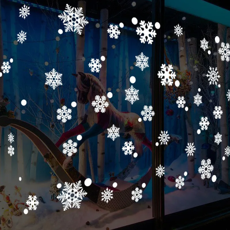 27pcslot White Snowflake Sticker Decoration Glass Window Kids Room Christmas Wal