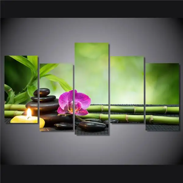 

Hd Printed Candles Orchids Bamboo Painting On Canvas Room Decoration Print Poster Picture Canvas Free Shipping/Ny-4109 Flower