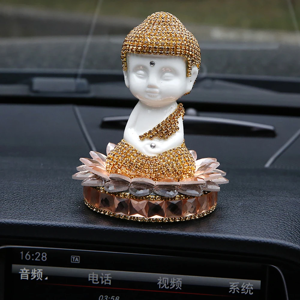 Автомобиль орнамент С кристалалми и стразами Керамика статуя Будды статуэтки Автомобили Интерьер приборной панели украшения Будда украшения подарки