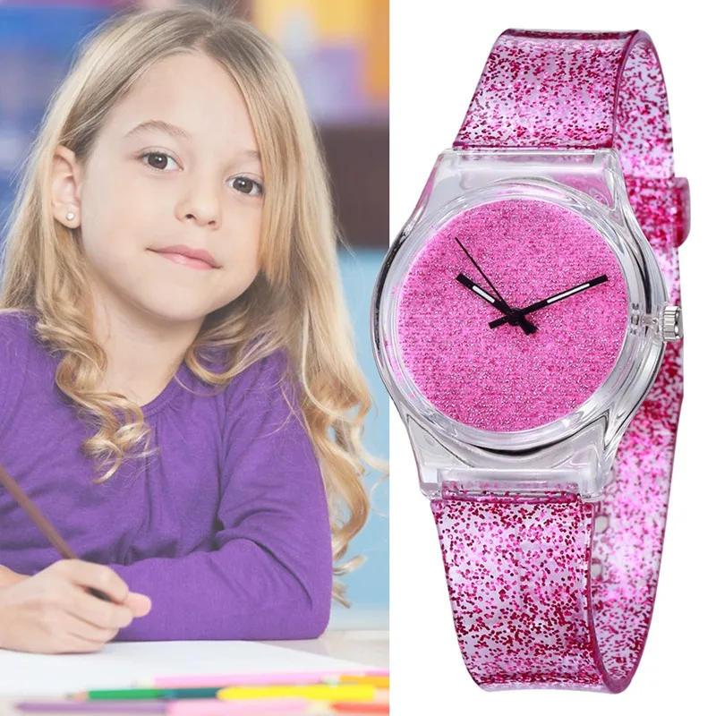 Детские прозрачные силиконовые водонепроницаемые часы, простые однотонные блестящие часы для мальчиков и девочек, студенческие