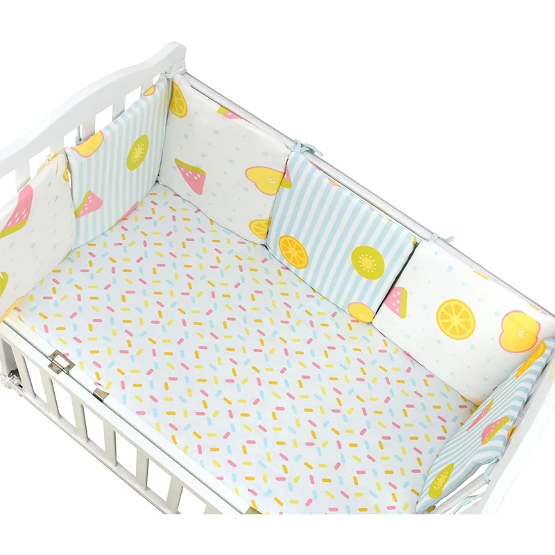 6 шт. защитные бамперы для детской кроватки, защитные бамперы для детской кроватки, безопасные бамперы для новорожденных, бамперы для детской кроватки, Мультяшные фрукты, растение, облако
