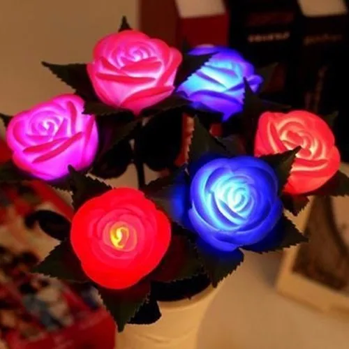 Очаровательная светящаяся Роза узор светодиодный светильник комнатный Сад Искусственный цветок Декор лампы