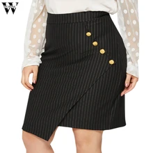 Womail, короткие юбки для женщин размера плюс, женские, s, в полоску, с пуговицами, элегантные, средней длины, юбка в полоску, на пуговицах, новые юбки J25