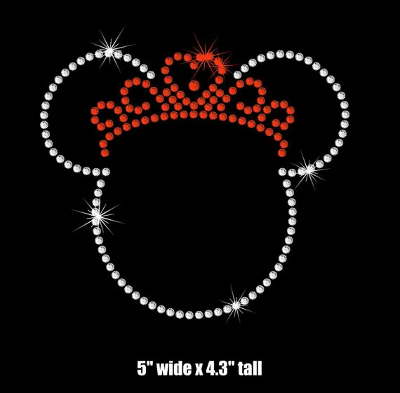 

2pc/lot 5" Princess crown iron on rhin hot fix rhinestone transfer motifs iron on applique patches for shirt