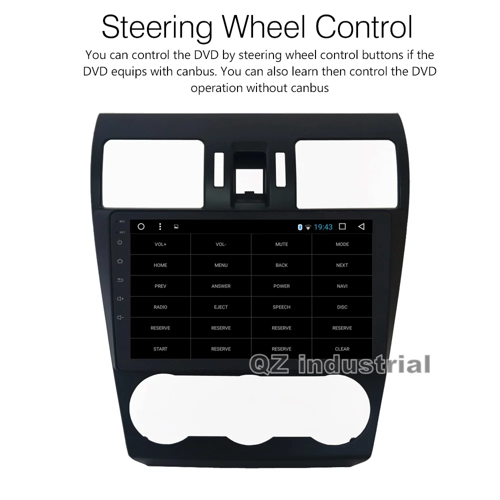 Top QZ Industrial HD 9inch Android 8.1 T3 Car DVD Player for Subaru WRX Forester 2014-2016 with GPS 3G 4G Radio Navi BT WIFI RDS Map 3