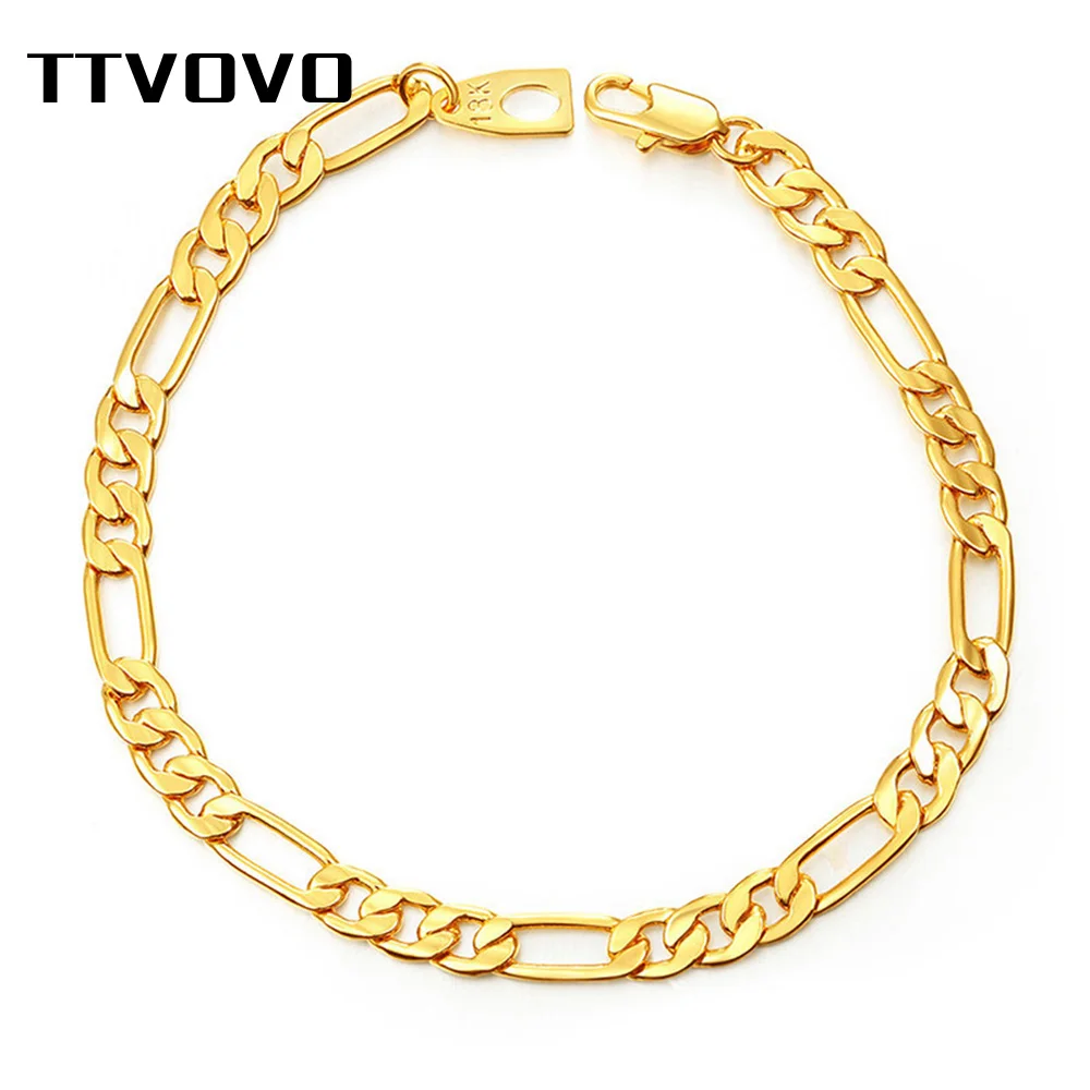 TTVOVO позолоченная Фигаро Цепь и звено цепи браслет для мужчин и женщин 5 мм широкий браслет цепи браслет Мужская мода хип-хоп ювелирные изделия