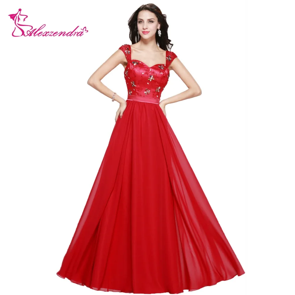 

Alexzendra Sweetheart A Line Red Cap Sleeves Long Prom Dresses Formal Evening Gowns Party Dress Plus Size