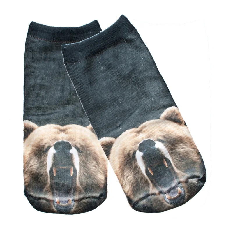 Black Scream Polar Bear Socks Stretchy 3D Animal Socks Casual Hosiery