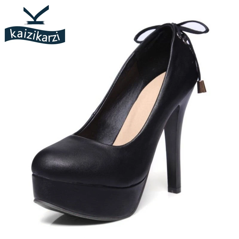 KaiziKarzi Size 34 43 Sexy Women High Heel Shoes Bownot Lace Up