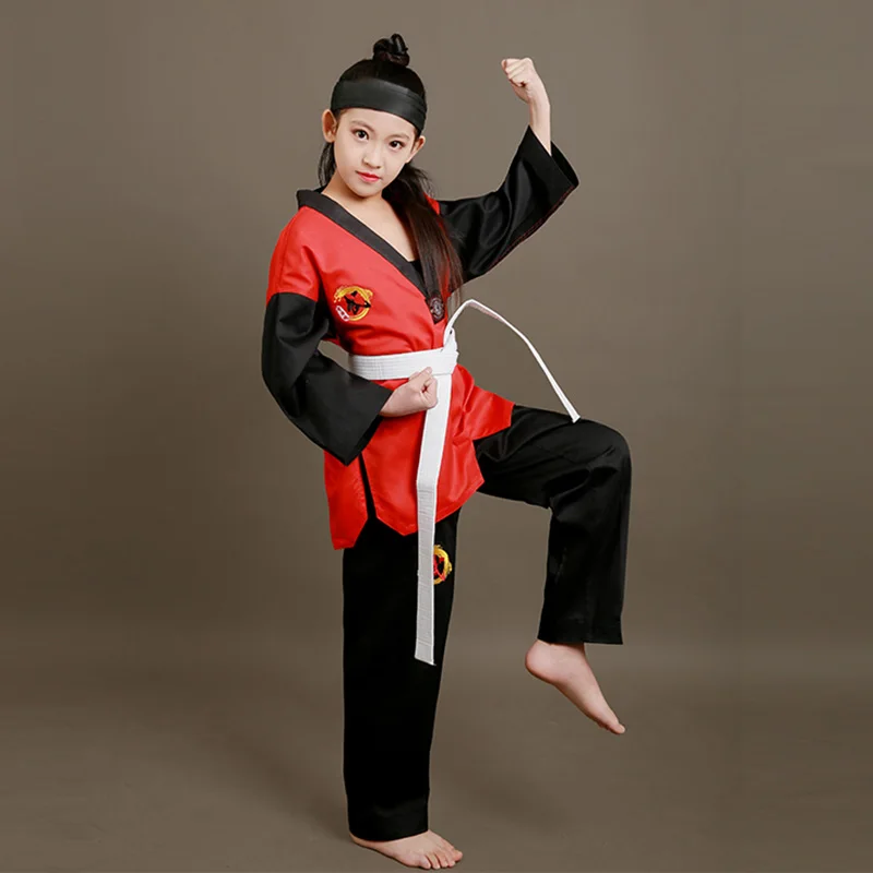 

W16 Korea Embroidery Taekwondo Uniform Cotton Taekwondo Karate Judo Taekwondo Dobok Clothes Children Adult Unisex Long Sleeve