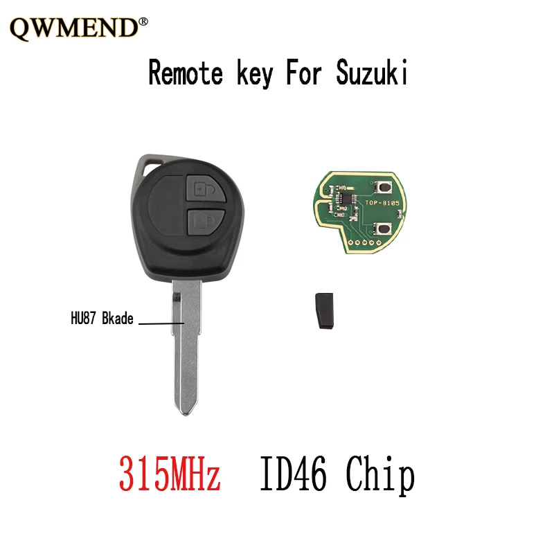 

QWMEND 2pcs*315Mhz Remote key For SWIFT SX4 New ALTO VITARA IGNIS JIMNY 2005-2010 For Suzuki TS004 Original key+ID46 Chip
