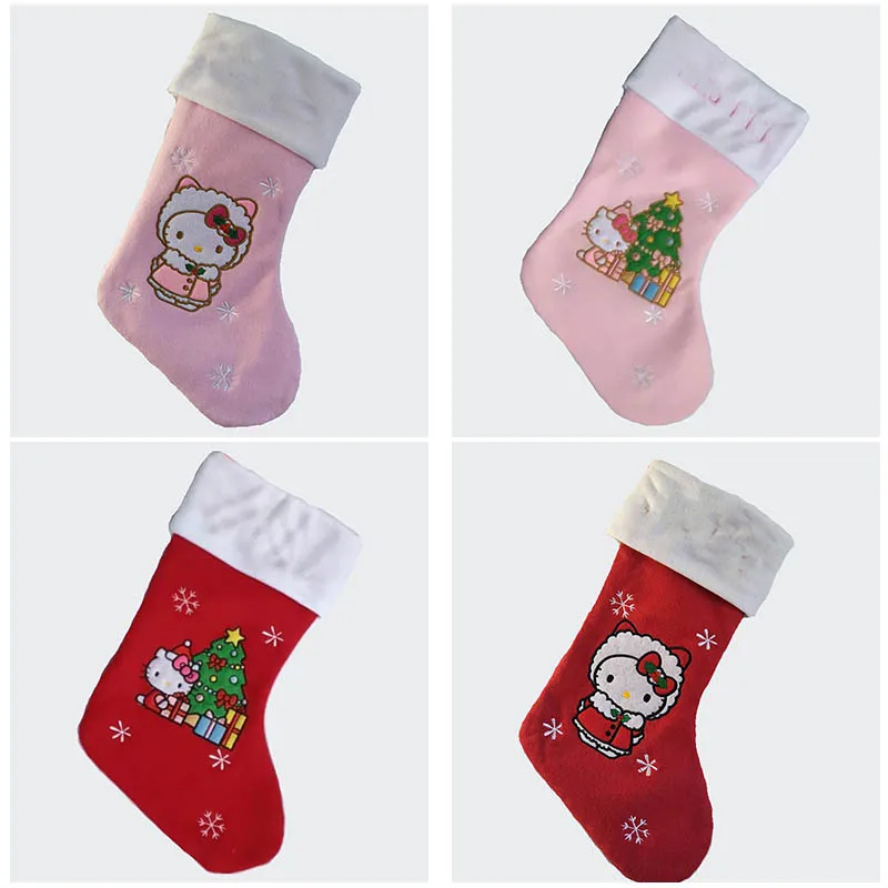 

44cm/17.3 inch length plush large christmas stocking Hello kitty kid xmas stocking children gift bag Santa Claus