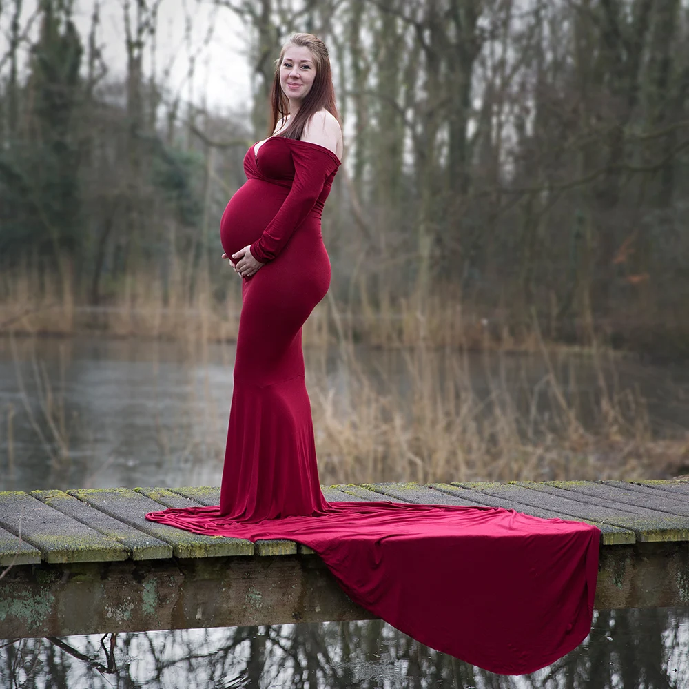 Maternity gown Cotton Maternity Dress maternity photography props Fancy shooting photo baby shower pregnant dress