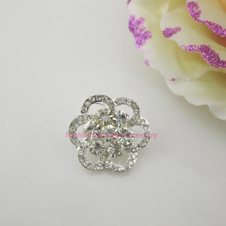 

(BT116 17mm)100pcs beautiful clear crystal alloy shank button for garment accessory